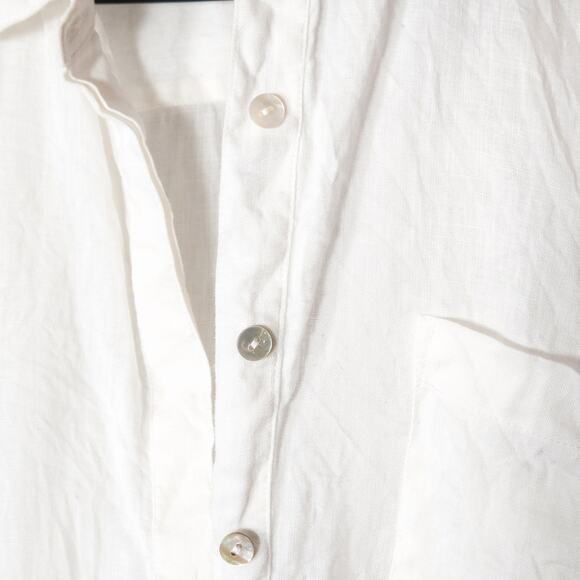 J Jill Women’s Linen Blend Shirt Coastal Slow Fashion Minimalist White Size L - Picture 4 of 8